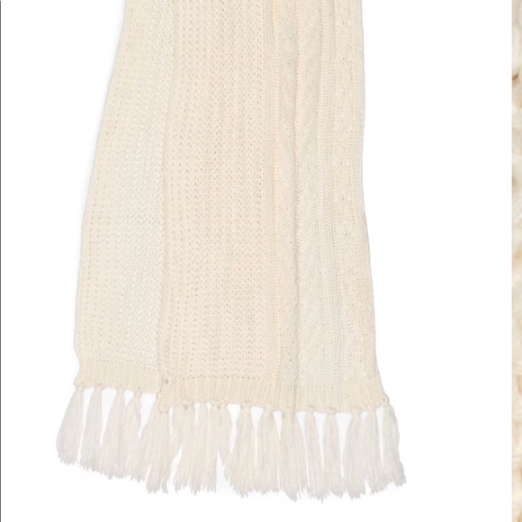 Treasure & Bond Fringe Cable Knit Scarf In Cream - Picture 4 of 4